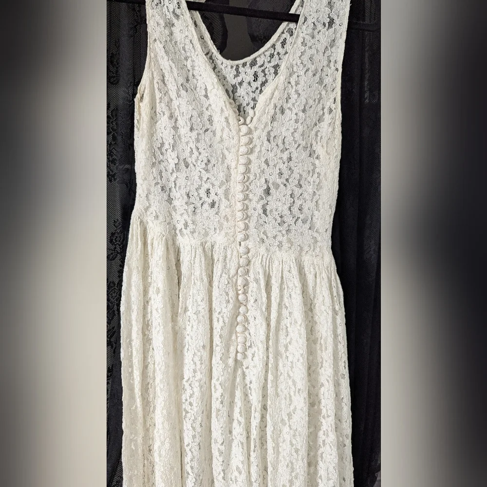 Vintage 80s 90s White Lace Dress - Picture 4 of 8